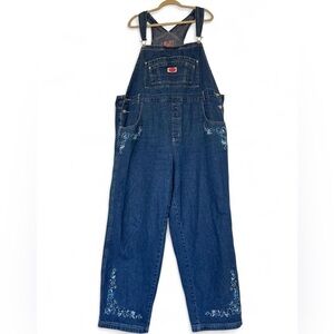 Vintage Revolt Floral Embroidered Denim Overalls, Size 24, Cottagecore, Grandmac